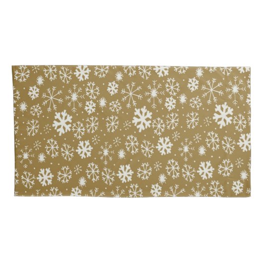 Snowflake Blizzard met Golden Background Kussensloop (Achterkant-Rechts)