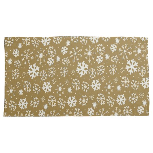 Snowflake Blizzard met Golden Background Kussensloop (Voorkant-Rechts)