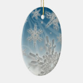 Snowflake Blue Background Holiday Decoration Keramisch Ornament (Rechts)