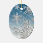 Snowflake Blue Background Holiday Decoration Keramisch Ornament (Achterkant)