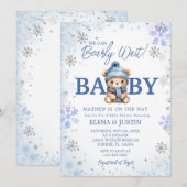 Snowflake Blue Beer Bearly Wait Baby shower Kaart (Voorkant / Achterkant)