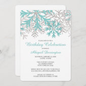 Snowflake Blue Blauwgroen Silver Winter Birthday I Kaart (Voorkant / Achterkant)