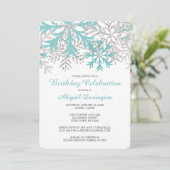 Snowflake Blue Blauwgroen Silver Winter Birthday I Kaart (Staand voorkant)