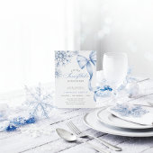 Snowflake Blue Bow Baby shower Uitnodiging