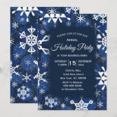 Snowflake Blue Corporate Holiday Party Kaart (Voorkant / Achterkant)