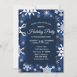 Snowflake Blue Corporate Holiday Party Kaart