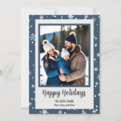 Snowflake Blue Custom Foto Vakantie Kaart (Voorkant)