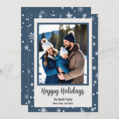 Snowflake Blue Custom Foto Vakantie Kaart (Voorkant / Achterkant)