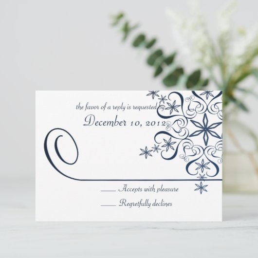 Snowflake Blue Elegance Response Kaart (Staand voorkant)