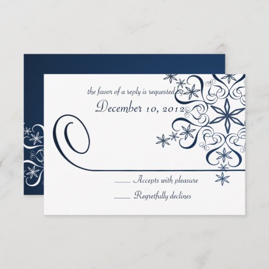 Snowflake Blue Elegance Response Kaart (Voorkant / Achterkant)