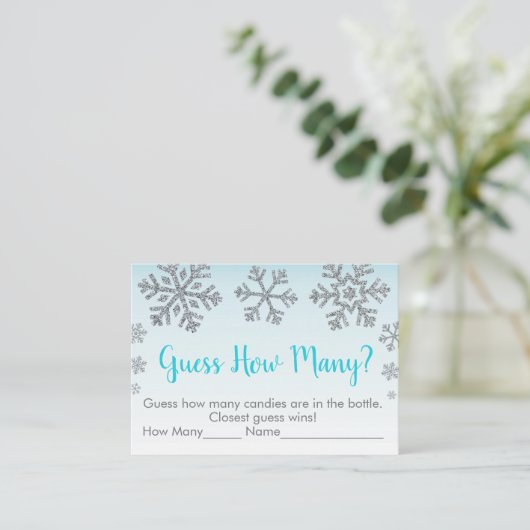 Snowflake Blue en Silver raden hoeveel schoenenspe Plaatskaartje (Staand voorkant)