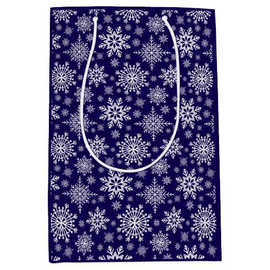 Snowflake Blue Gift Bag Medium Cadeauzakje (Voorkant)