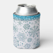 Snowflake Blue Glitter Patroon Blikjeskoeler (Blikje Voorkant)