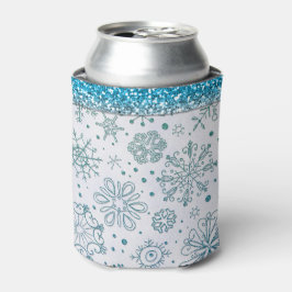 Snowflake Blue Glitter Patroon Blikjeskoeler