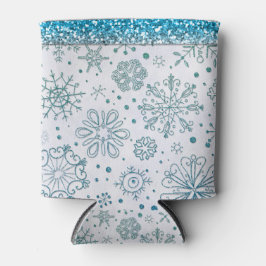 Snowflake Blue Glitter Patroon Blikjeskoeler