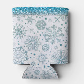 Snowflake Blue Glitter Patroon Blikjeskoeler (Achterkant)