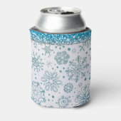 Snowflake Blue Glitter Patroon Blikjeskoeler (Blikje Achterkant)