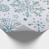 Snowflake Blue Glitter Patroon Cadeaupapier (Hoek)