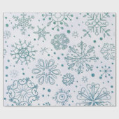Snowflake Blue Glitter Patroon Cadeaupapier (Vlak)