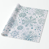 Snowflake Blue Glitter Patroon Cadeaupapier (Uitgerold)