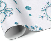 Snowflake Blue Glitter Patroon Cadeaupapier (Rol Hoek)