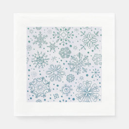 Snowflake Blue Glitter Patroon Servet