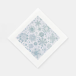 Snowflake Blue Glitter Patroon Servet