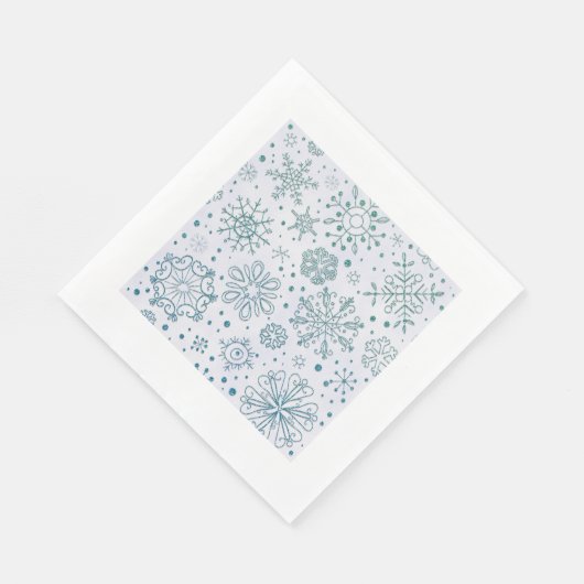 Snowflake Blue Glitter Patroon Servet (Hoek)