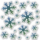 Snowflake Blue Green Snow Winter Kerstmis Sticker (Voorkant)