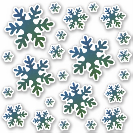 Snowflake Blue Green Snow Winter Kerstmis Sticker (Voorkant)