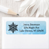 Snowflake Blue Kerstmis Feestdagen Winter Etiket (Insitu)