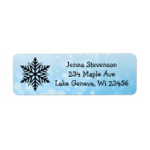 Snowflake Blue Kerstmis Feestdagen Winter Etiket (Voorkant)