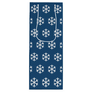 Snowflake Blue Kerstwijn Gift Bag Wijn Cadeautas