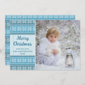 Snowflake Blue Knit Sweater Foto Aangepaste groet Feestdagenkaart (Voorkant / Achterkant)