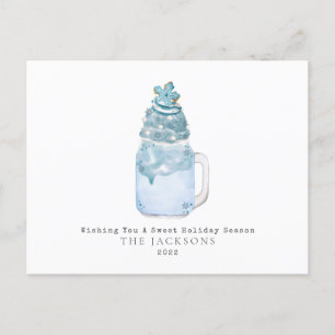 Snowflake Blue Milkshake Sweet Kerstmis Feestdagenkaart