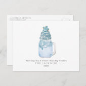 Snowflake Blue Milkshake Sweet Kerstmis Feestdagenkaart (Voorkant / Achterkant)