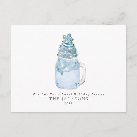 Snowflake Blue Milkshake Sweet Kerstmis Feestdagenkaart (Voorkant)