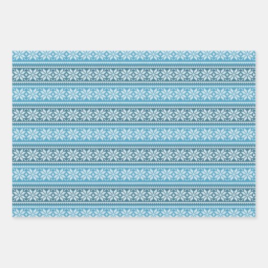 Snowflake Blue Nordic Faux Knit Sweater Inpakpapier Vel (Voorkant)