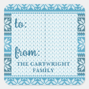 Snowflake Blue Nordic Sweater Kerstmis vanaf Vierkante Sticker