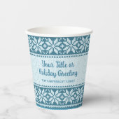 Snowflake Blue Nordic Sweater Persoonlijk Papieren Bekers (Voorkant)
