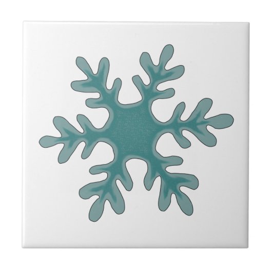 Snowflake Blue op White Tegeltje (Voorkant)