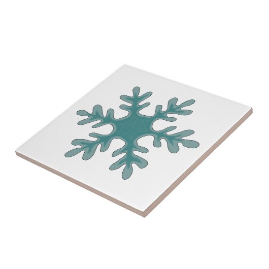 Snowflake Blue op White Tegeltje (Zijkant)