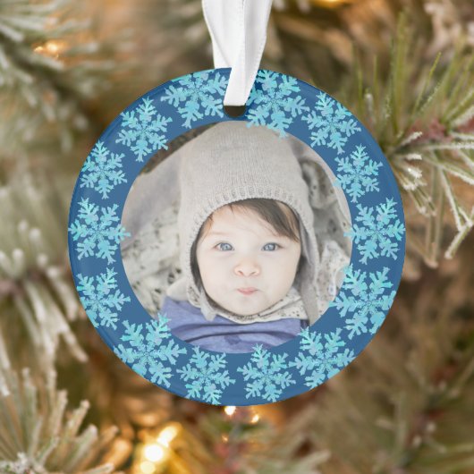Snowflake Blue Opal 2 Sided Foto grootouders Ornament (Boom)