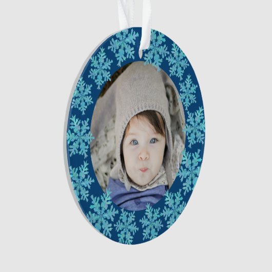 Snowflake Blue Opal 2 Sided Foto grootouders Ornament (voorkant)