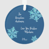 Snowflake Blue Opal 2 Sided Foto grootouders Ornament (achterkant)
