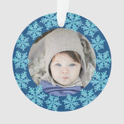Snowflake Blue Opal 2 Sided Foto grootouders Ornament (voorkant)