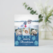 Snowflake Blue Opal 4 Photo Collage Kerstmis Briefkaart (Staand voorkant)