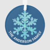 Snowflake Blue Opal Fun 2 Sided kerstfoto Ornament (achterkant)