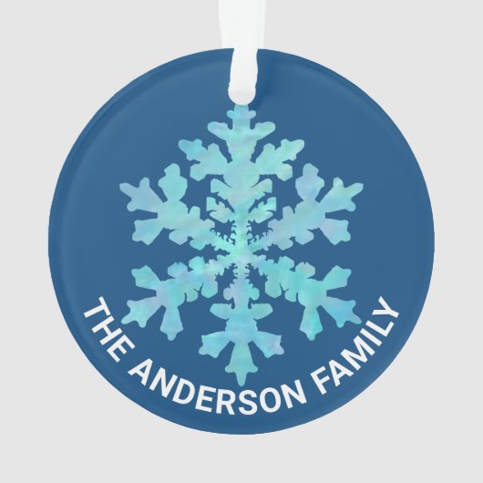 Snowflake Blue Opal Fun 2 Sided kerstfoto Ornament (achterkant)