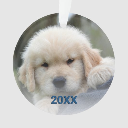 Snowflake Blue Opal Fun 2 Sided kerstfoto Ornament (voorkant)